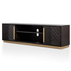 Entertainment TV Unit - Black And Brass