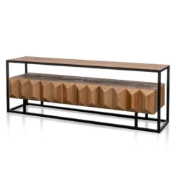 1.8m Entertainment TV Unit - Natural With Black Frame