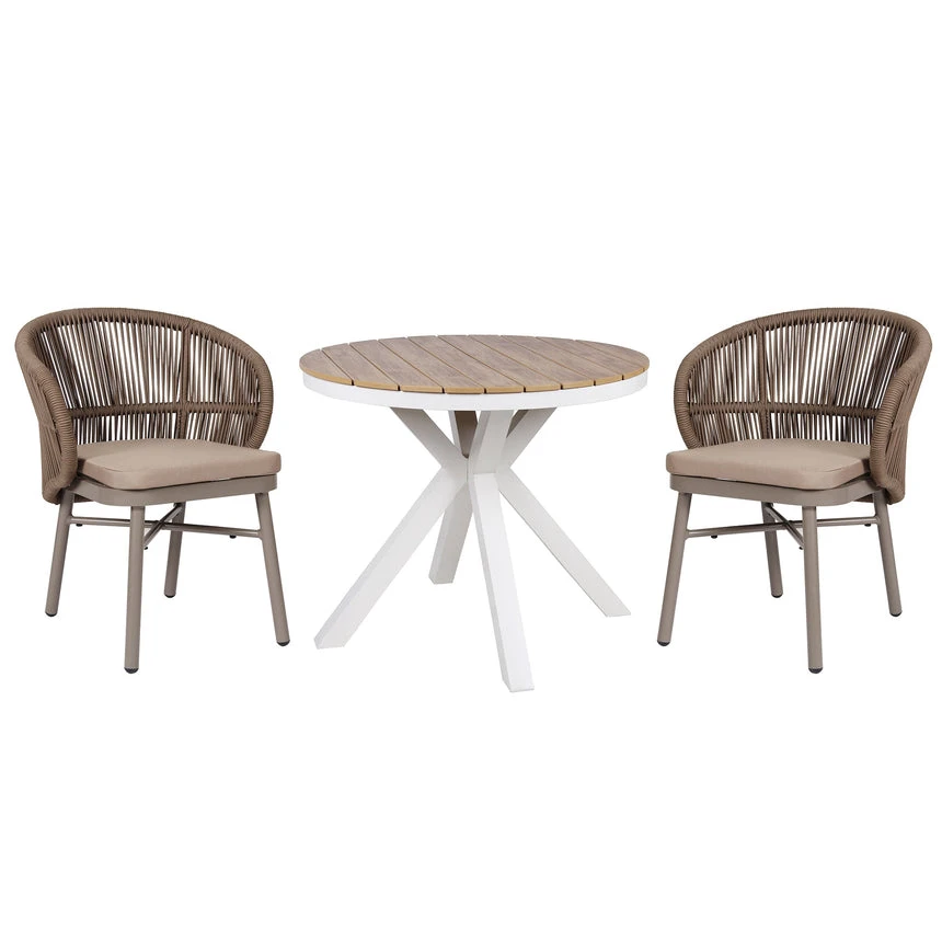 90cm Round Sand White Outdoor Dining Table - Natural 2 90cm Round Sand White Outdoor Dining Table - Natural - Image 2