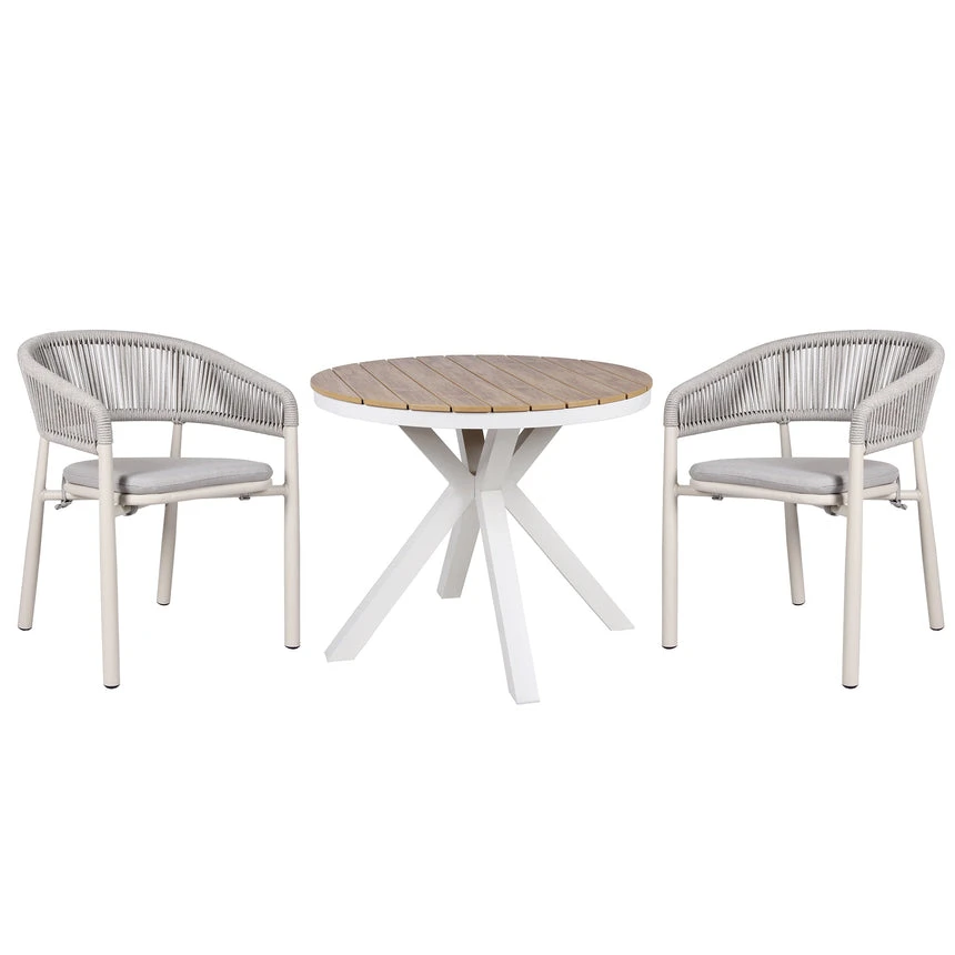90cm Round Sand White Outdoor Dining Table - Natural 3 90cm Round Sand White Outdoor Dining Table - Natural - Image 3