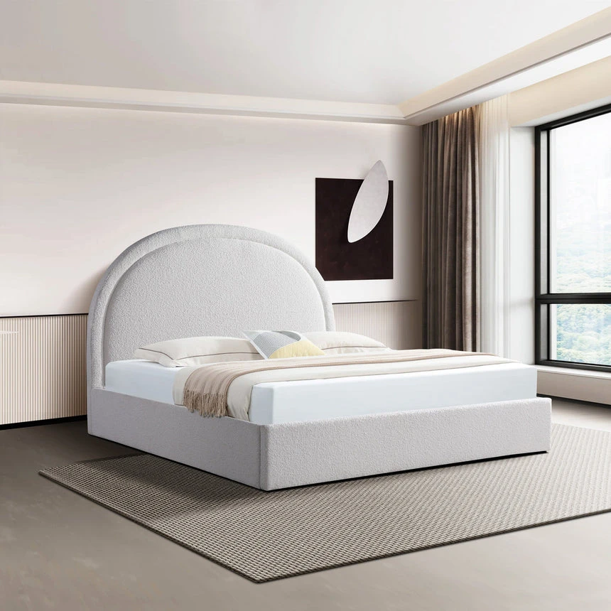 King Sized Bed Frame - Ivory White Boucle With Storage 8 King Sized Bed Frame - Ivory White Boucle With Storage - Image 8