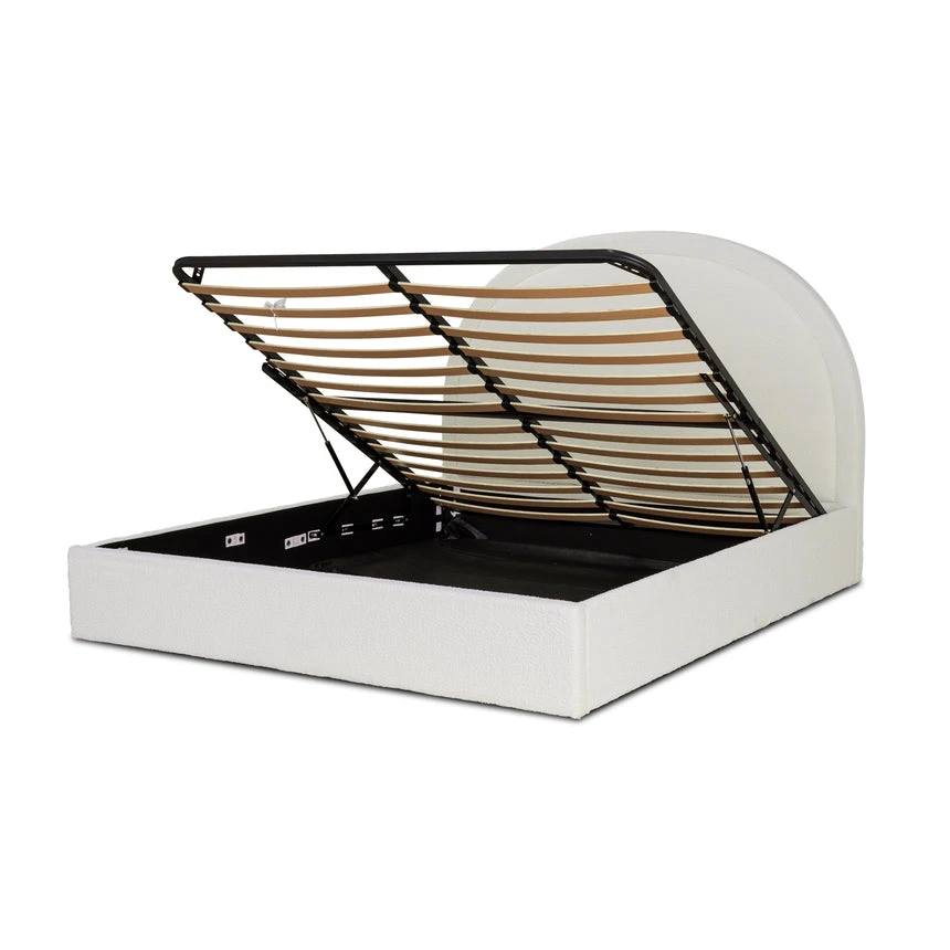 King Sized Bed Frame - Ivory White Boucle With Storage 5 King Sized Bed Frame - Ivory White Boucle With Storage - Image 5