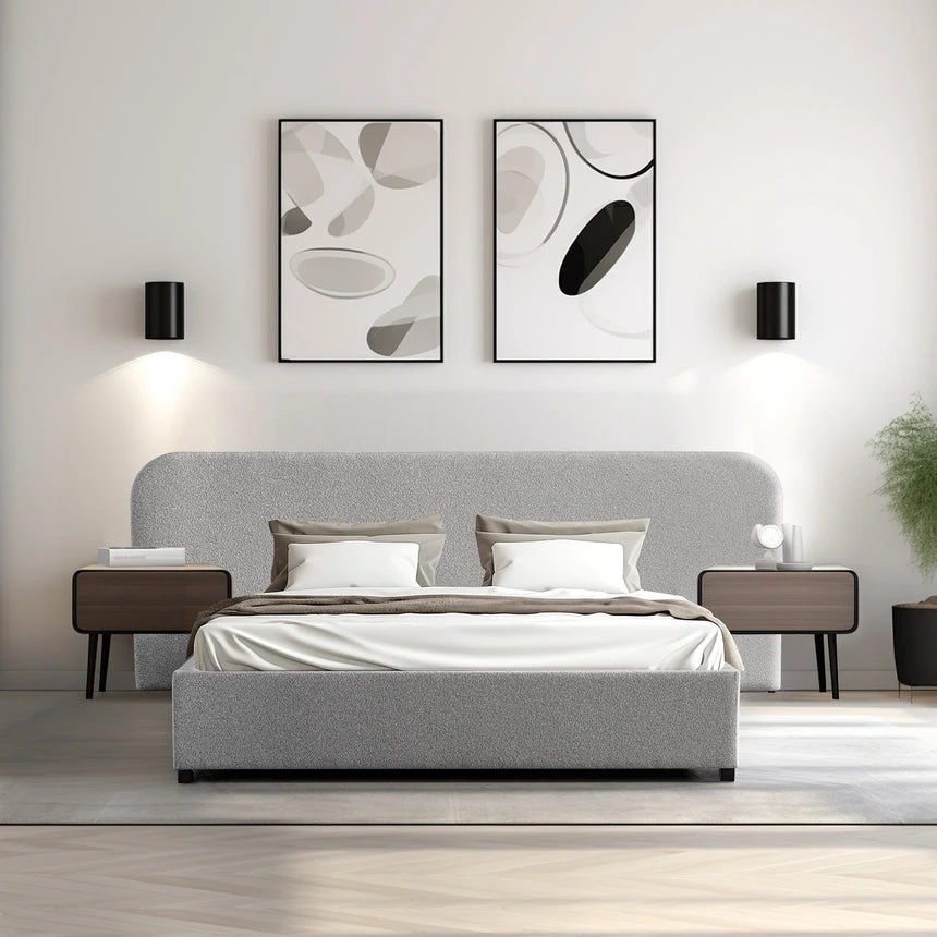 King Sized Bed Frame - Clay Grey With Storage - Image 5