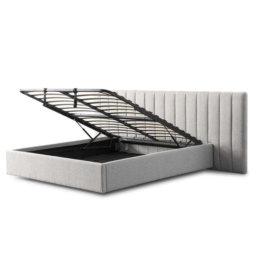 Wide Base King Sized Bed Frame - Clay Grey With Storage - Image 10