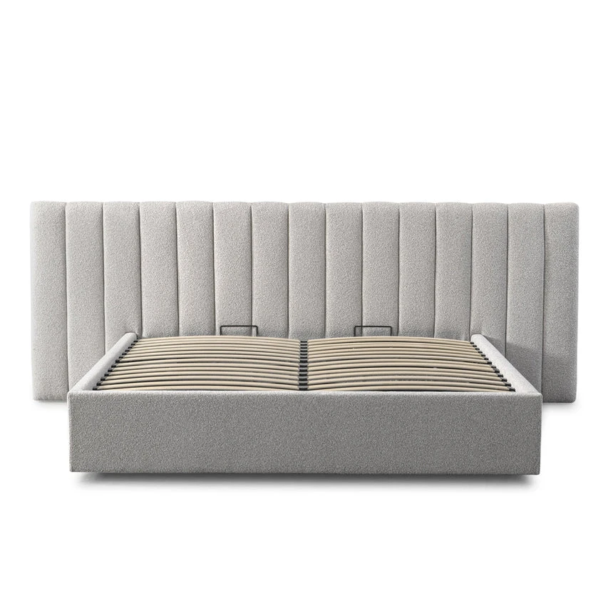 Wide Base King Sized Bed Frame - Clay Grey With Storage - Image 6