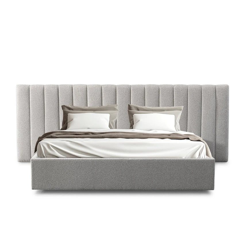 Wide Base King Sized Bed Frame - Clay Grey With Storage - Image 5
