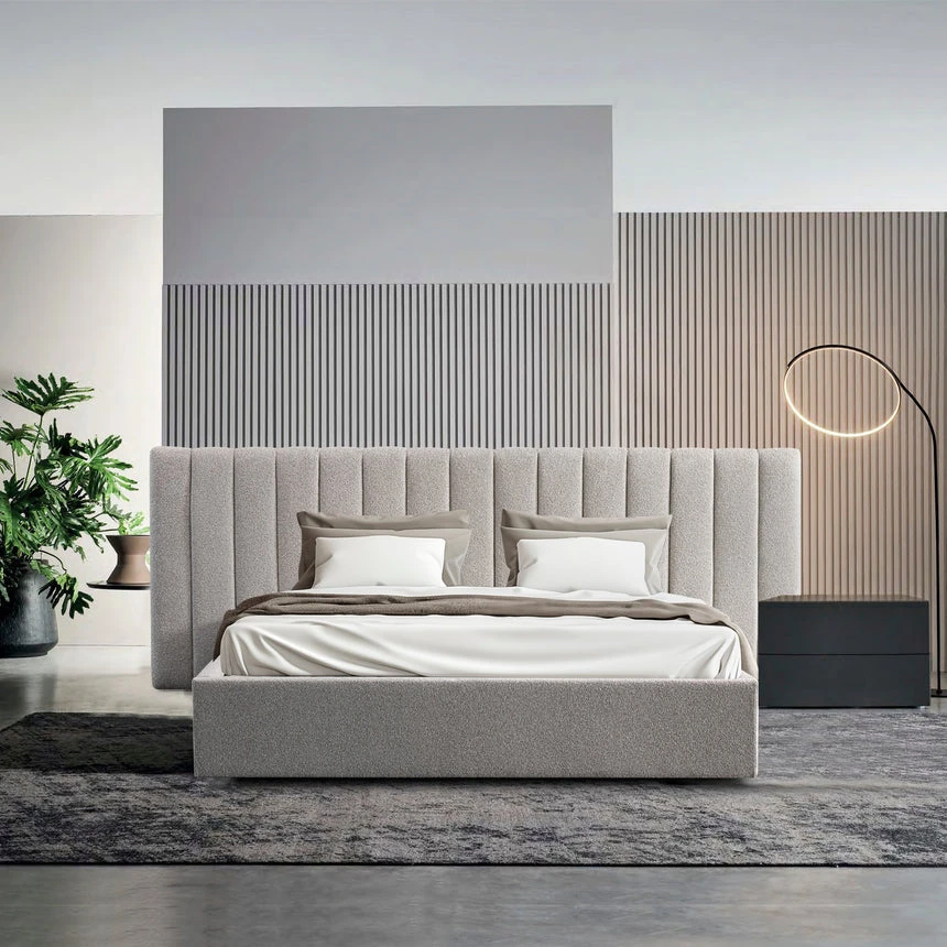 Wide Base King Sized Bed Frame - Clay Grey With Storage - Image 3