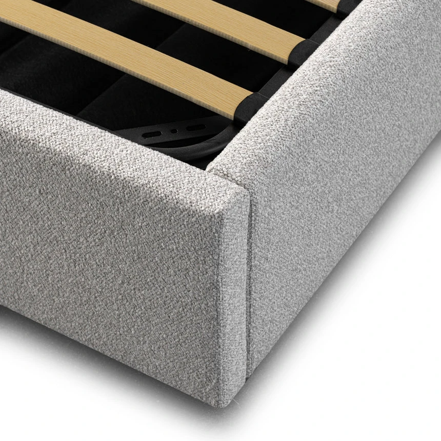 Wide Base King Sized Bed Frame - Clay Grey With Storage - Image 9