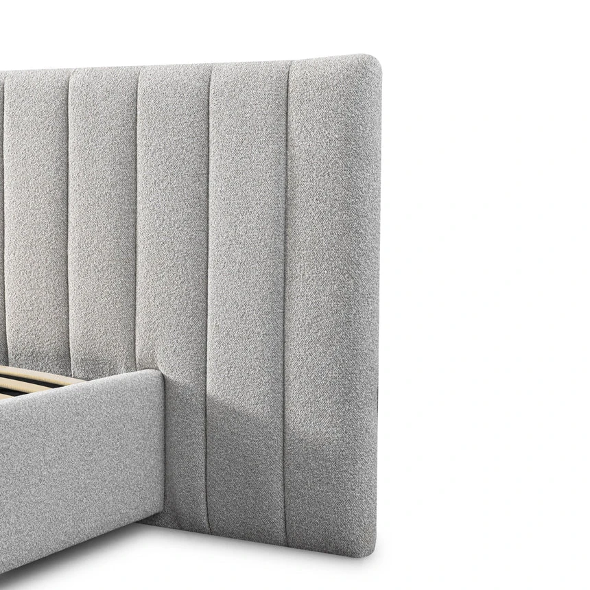 Wide Base King Sized Bed Frame - Clay Grey With Storage - Image 8