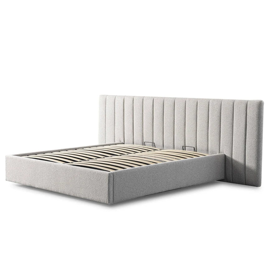 Wide Base King Sized Bed Frame - Clay Grey With Storage