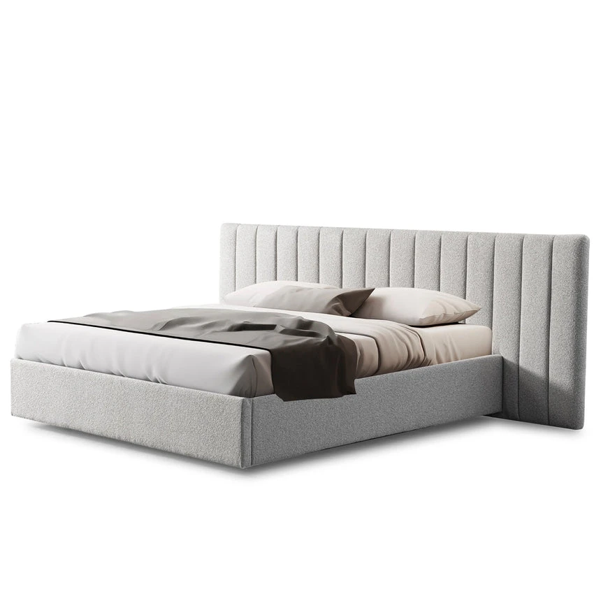 Wide Base King Sized Bed Frame - Clay Grey With Storage - Image 4