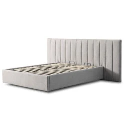 Wide Base Queen Bed Frame - Clay Grey With Storage