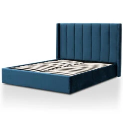 King Bed Frame - Teal Navy Velvet With Storage