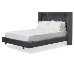 Queen Bed Frame - Charcoal Velvet