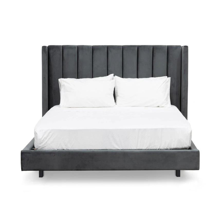 King Bed Frame - Charcoal Velvet - Image 2
