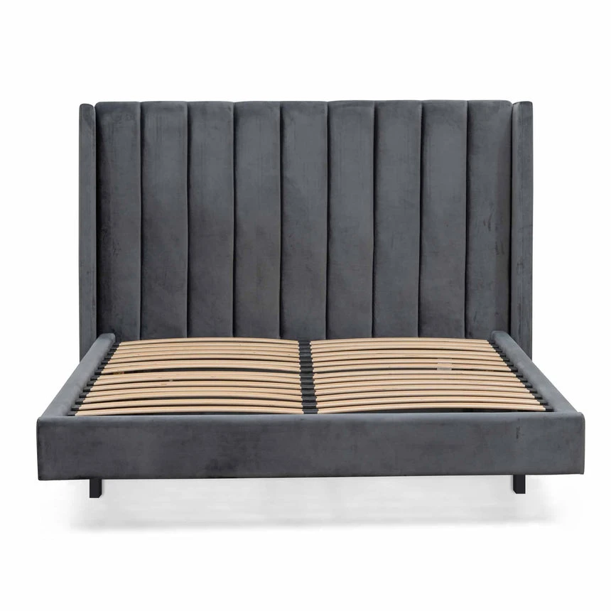 King Bed Frame - Charcoal Velvet - Image 3