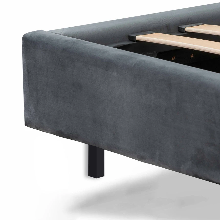 King Bed Frame - Charcoal Velvet - Image 5