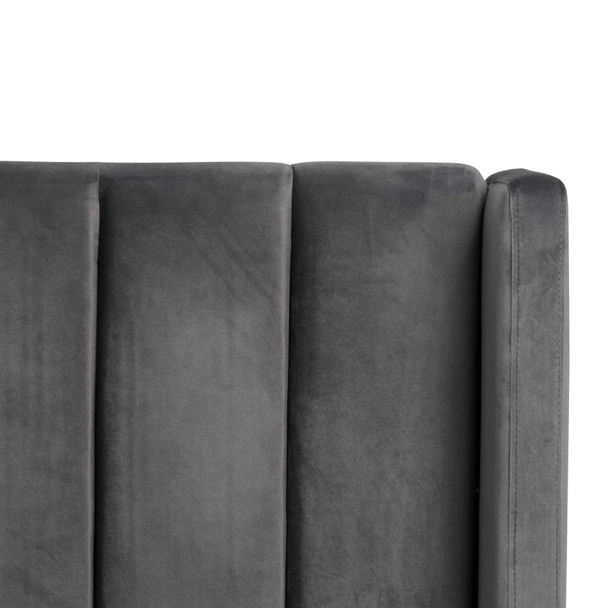 King Bed Frame - Charcoal Velvet - Image 4