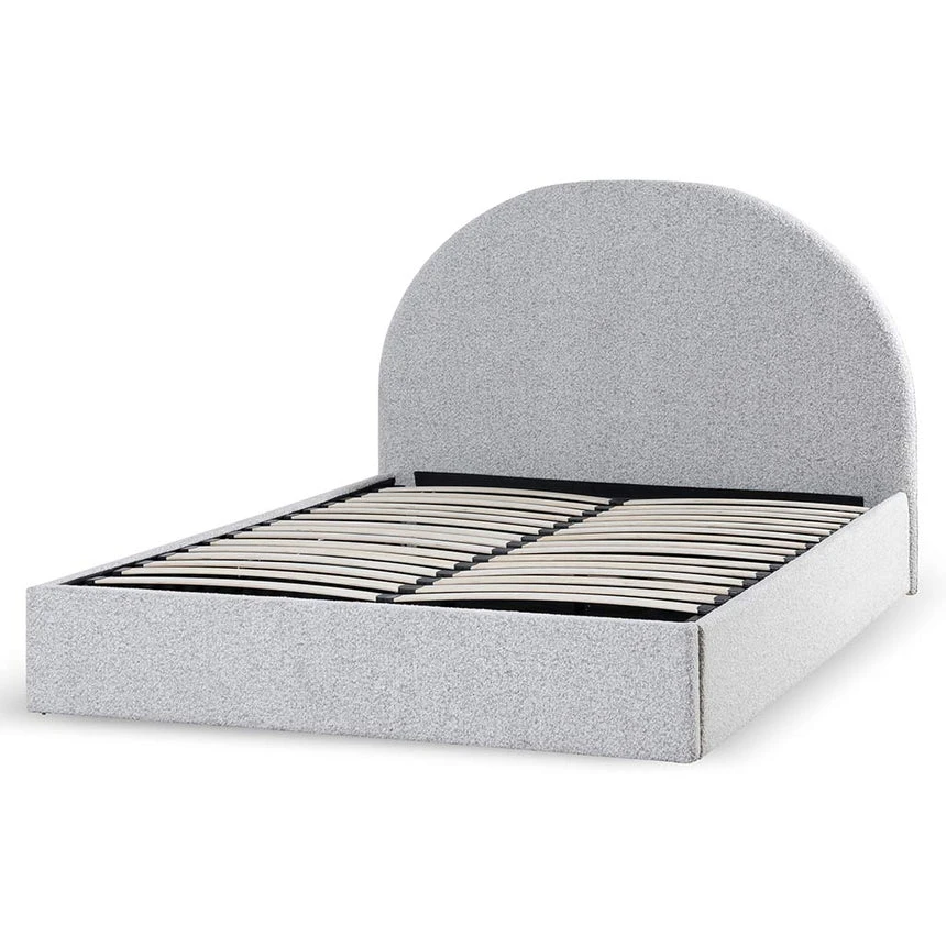 King Sized Bed Frame - Pepper Boucle With Storage - Image 3