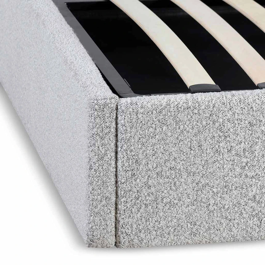 King Sized Bed Frame - Pepper Boucle With Storage - Image 6