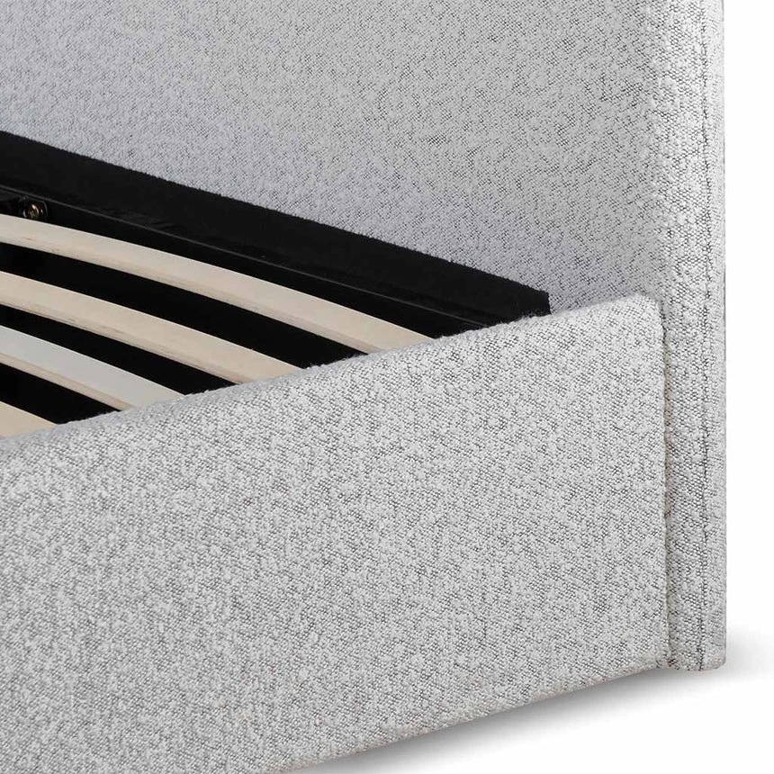 King Sized Bed Frame - Pepper Boucle With Storage - Image 5