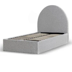 Single Sized Bed Frame - Pepper Boucle With Storage