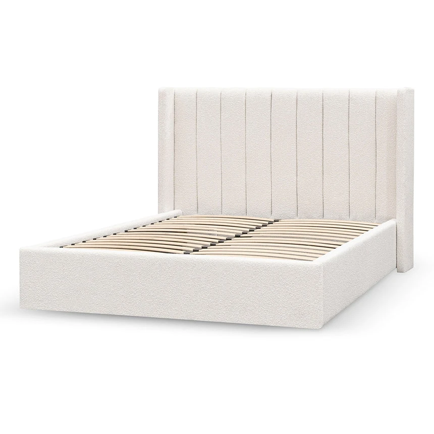 Wide Base Queen Sized Bed Frame - Snow Boucle - Image 3
