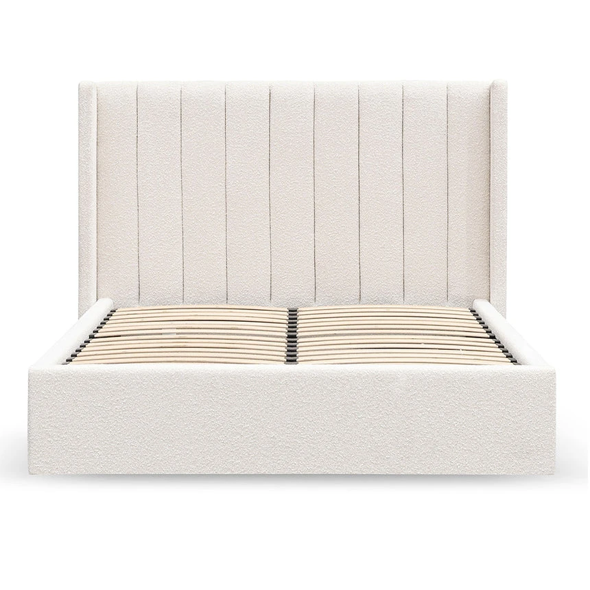 Wide Base Queen Sized Bed Frame - Snow Boucle - Image 2