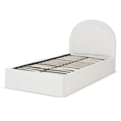 Single Sized Bed Frame - Ivory White Boucle With Storage