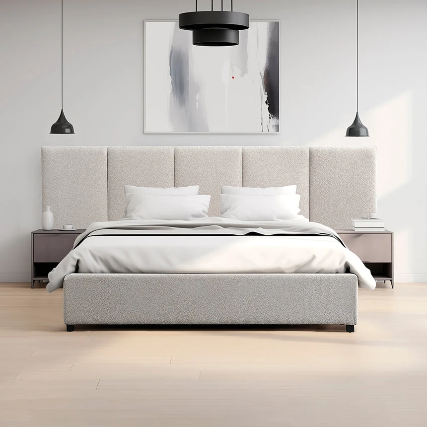 King Bed Frame - Clay Grey With Storage - Image 2