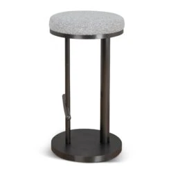 68cm Brushed Gold Bar Stool - Silver Grey Boucle