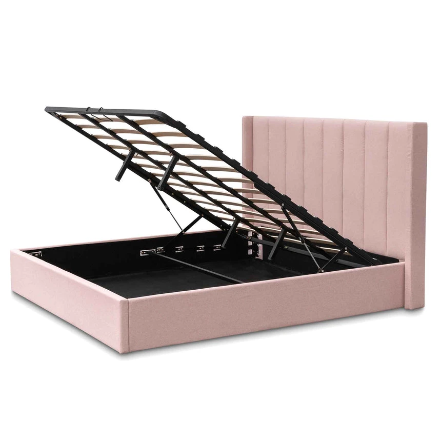 Fabric King Bed - Blush Pink With Storage 9 Fabric King Bed - Blush Pink With Storage - Image 9