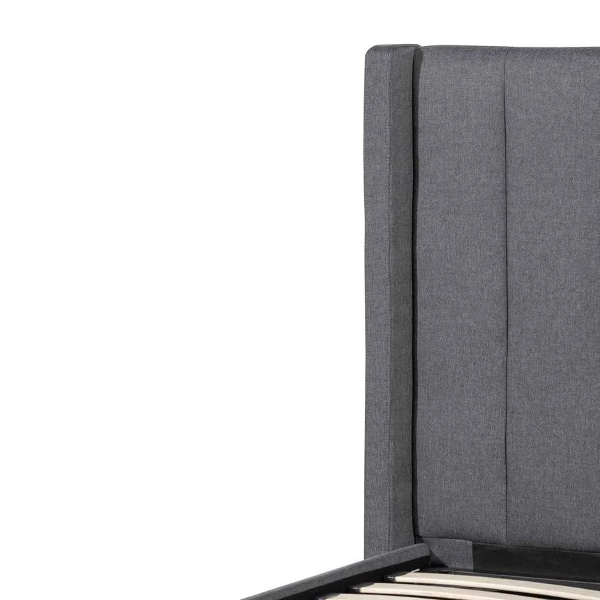 Fabric Single Bed Frame - Charcoal Grey With Storage - Image 5