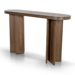 1.3m Pill Shape Console Table - Caramel Oak