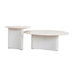 Nested Travertine Coffee Table - White
