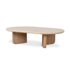 1.2m Oval Travertine Coffee Table - Natural