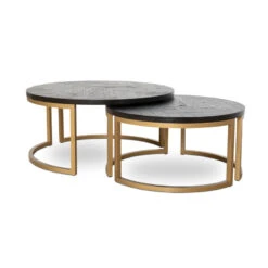 Nested Coffee Table - Peppercorn And Brass