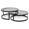 Nested Grey Glass Coffee Table - Black Base