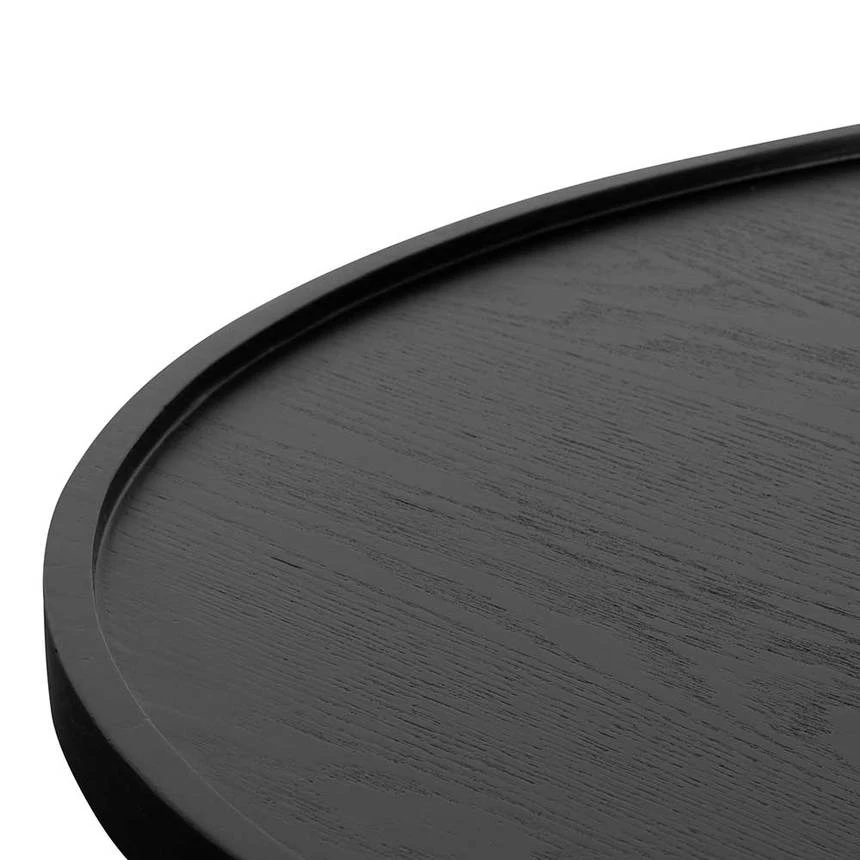 1.1m Wooden Round Coffee Table - Black - Image 7