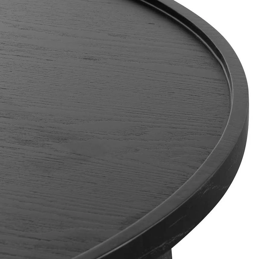 1.1m Wooden Round Coffee Table - Black - Image 11