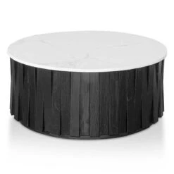 Porcelain Round Marble Coffee Table - Black