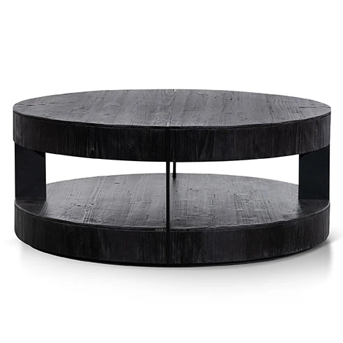 100cm Round Coffee Table - Full Black - Image 2