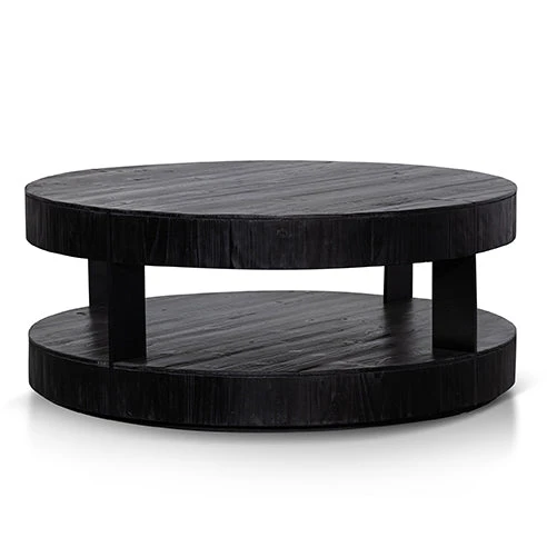 100cm Round Coffee Table - Full Black - Image 3