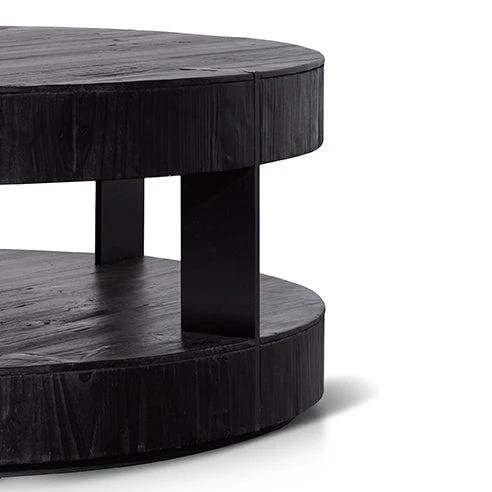 100cm Round Coffee Table - Full Black - Image 4
