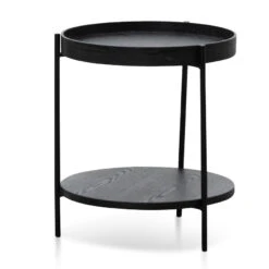 44cm Round Side Table - Full Black