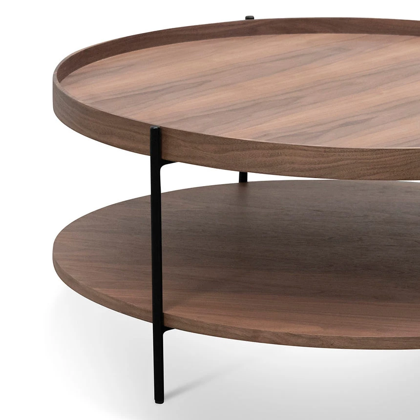 90cm Round Coffee Table - Walnut - Image 4