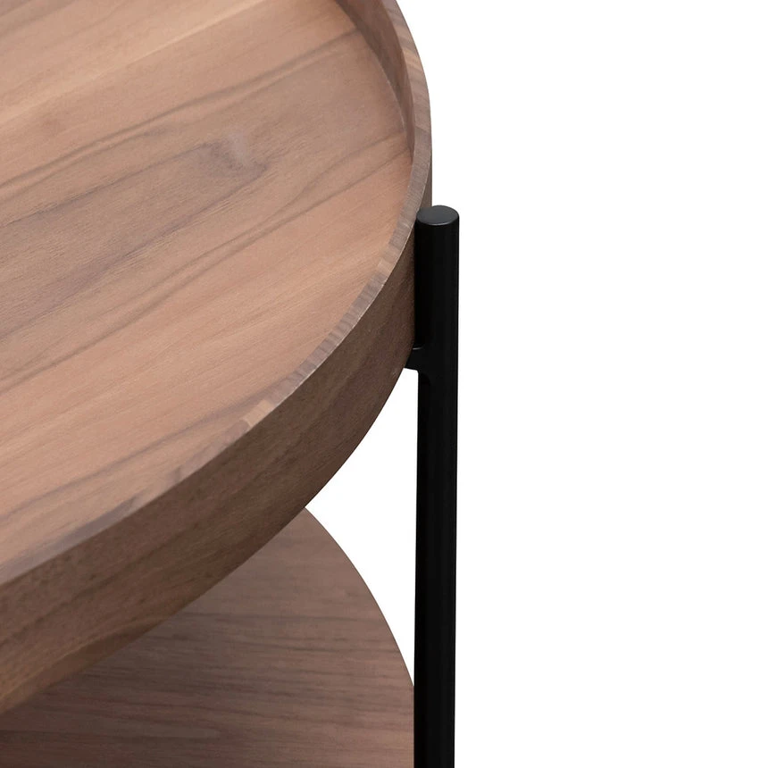 90cm Round Coffee Table - Walnut - Image 8