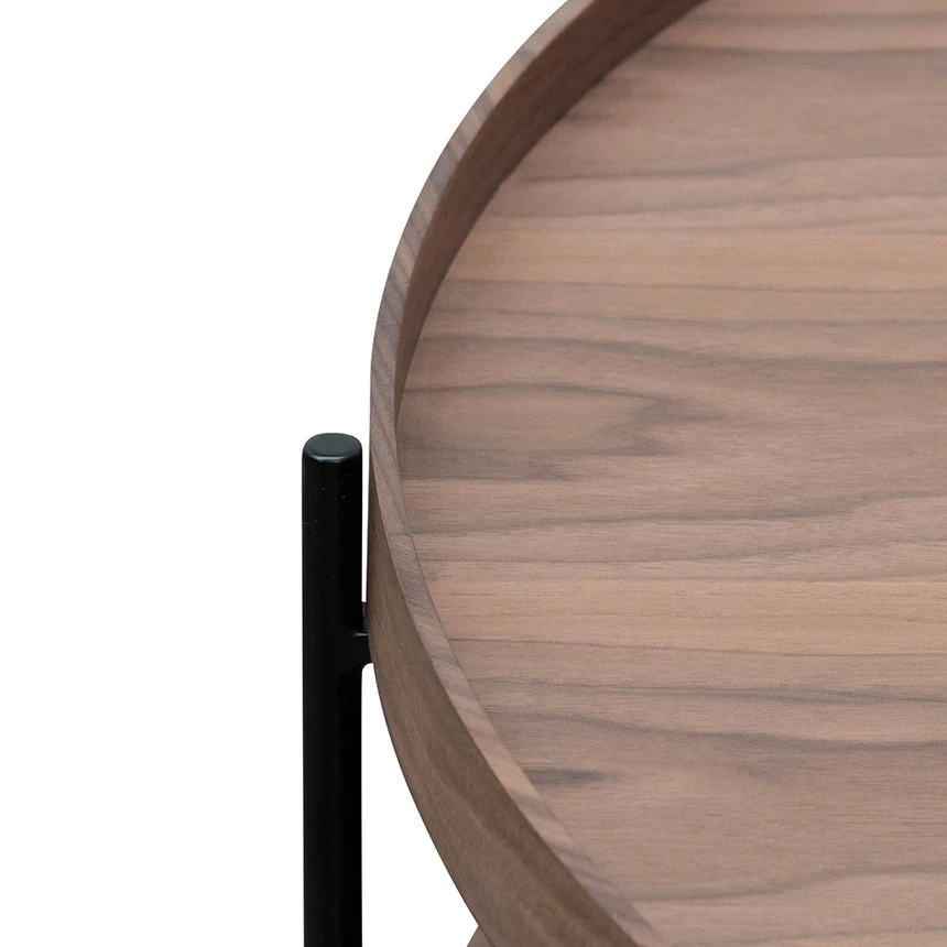 90cm Round Coffee Table - Walnut - Image 5