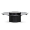 1.1m Round Glass Cofee Table - Black