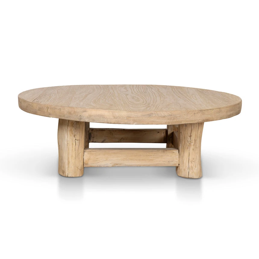100cm Elm Round Coffee Table - Natural - Image 2